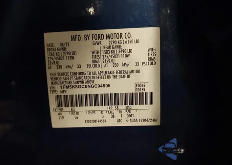 2022 Ford Explorer St z USA, uszkodzony, nr VIN 1FM5K8GC6NGC04505